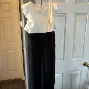 Dressy Girls size 10 Jumpsuit White Top and Black Pants